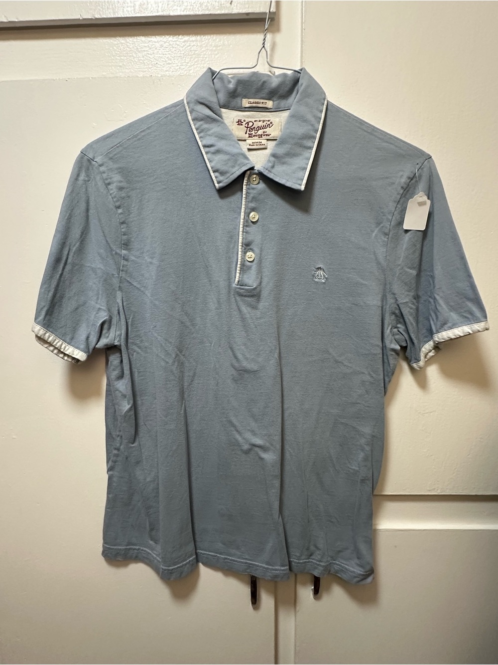 Original Penguin Men’s Short-Sleeve Polo Shirt in Light Blue Sz. M